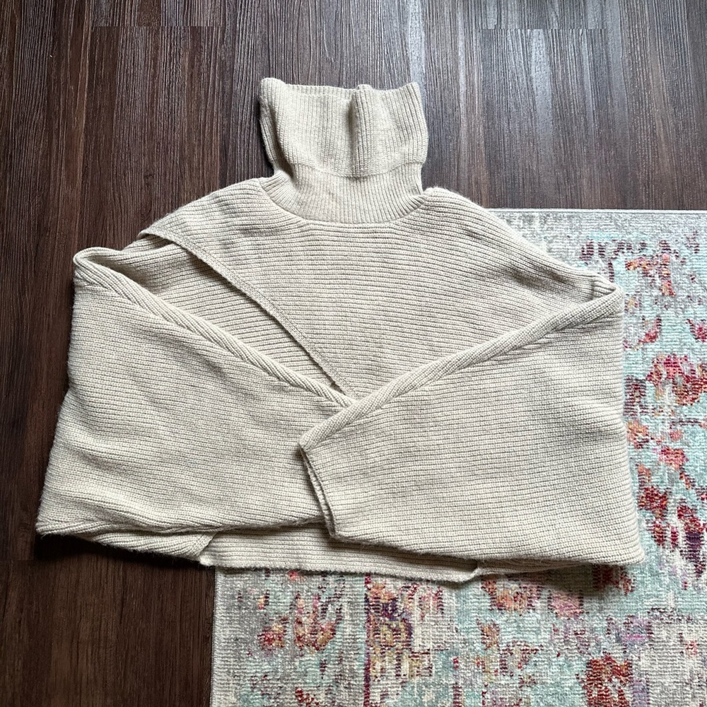 Cider High Neck Cross-Over Cropped Sweater/Shrug